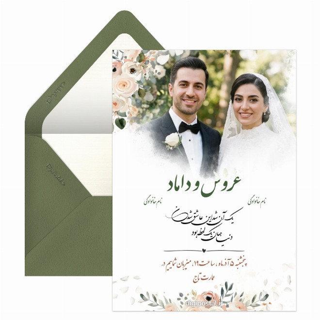 کارت دعوت عروسی گلدار