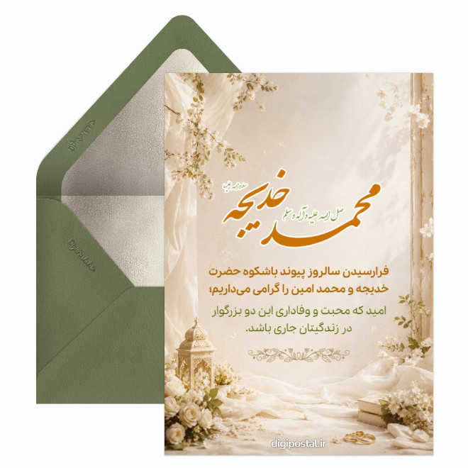 کارت پستال ازدواج حضرت محمد و خدیجه