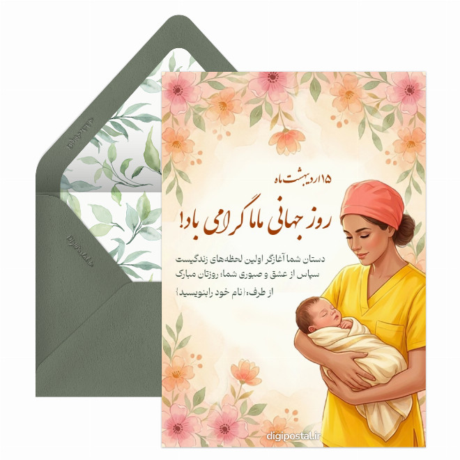 کارت پستال تبریک زیبا روز ماما